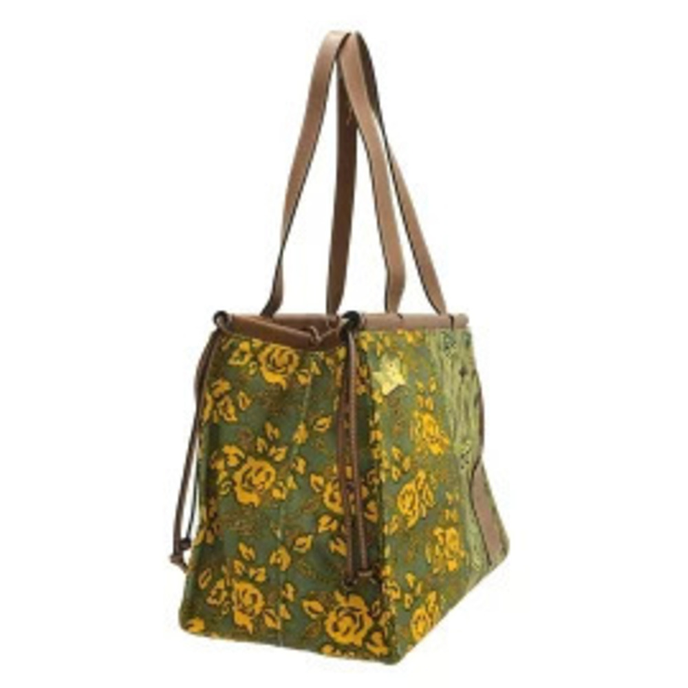 Loewe Cushion Tote Bag Floral Flower Bird Angel Paulas Ibiza Green Brown Multi